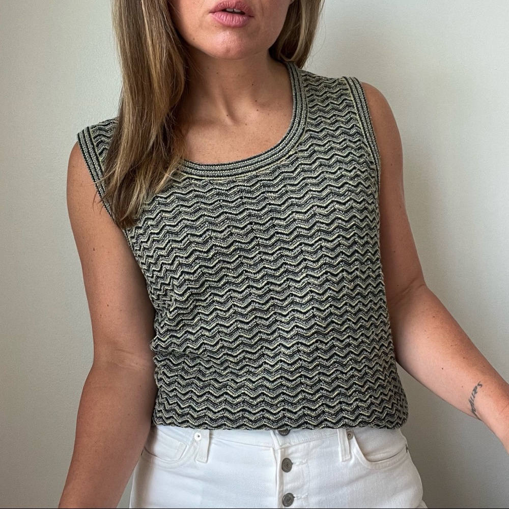 Vintage Y2k Zig Zag Crochet Sweater Set Gem